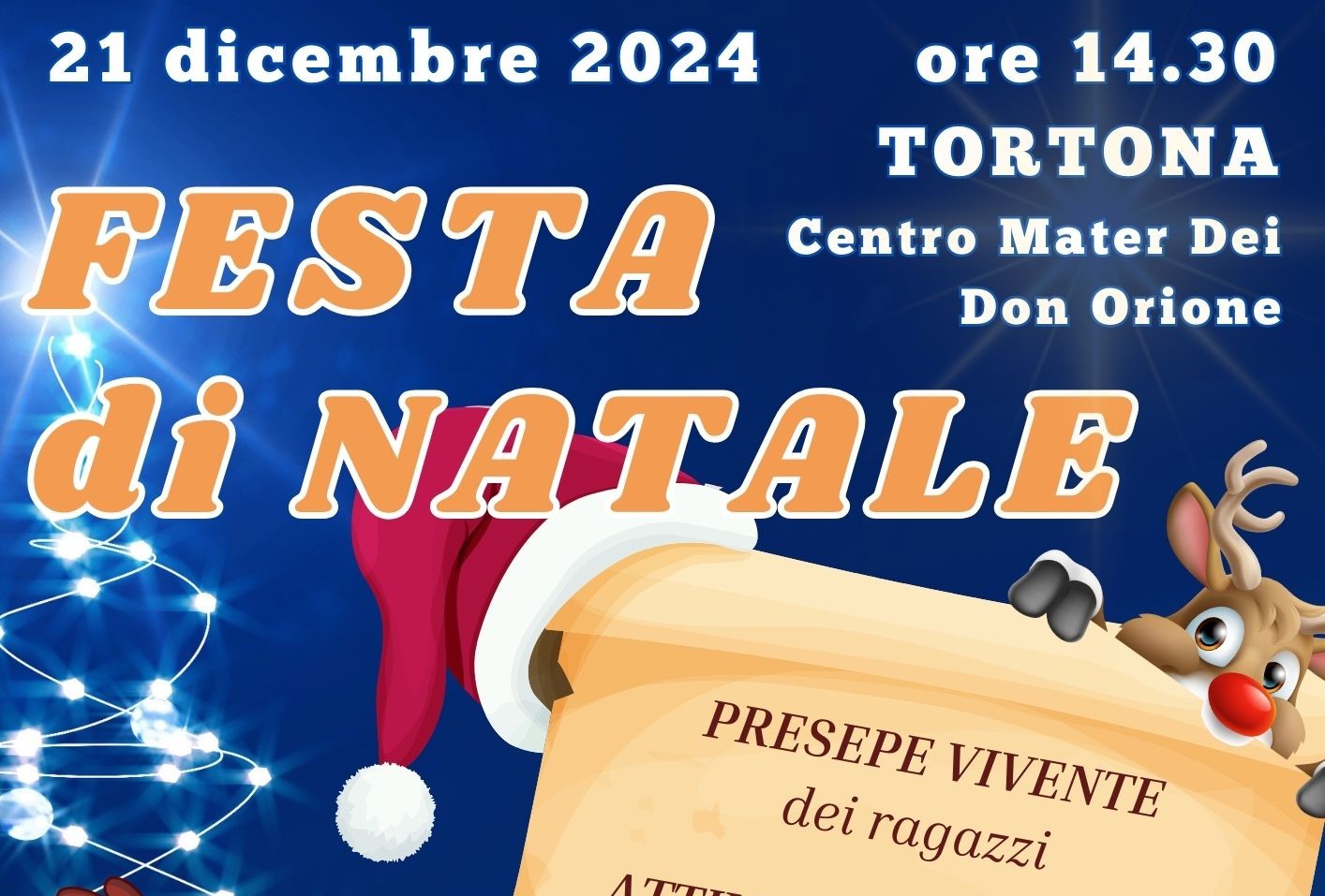 Sabato 21 dicembre 2024 – a TORTONA nel cortile del Mater Dei – GRANDE FESTA DI NATALE PER I BAMBINI E LE FAMIGLIE